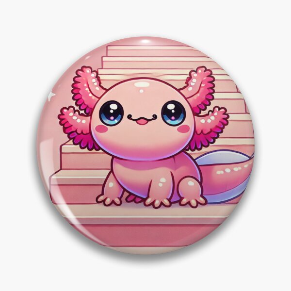 Item preview, Kawaii Axolotl on Pink Stairs designed and sold by RetroPop23.