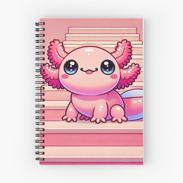 Item preview, Kawaii Axolotl on Pink Stairs designed and sold by RetroPop23.