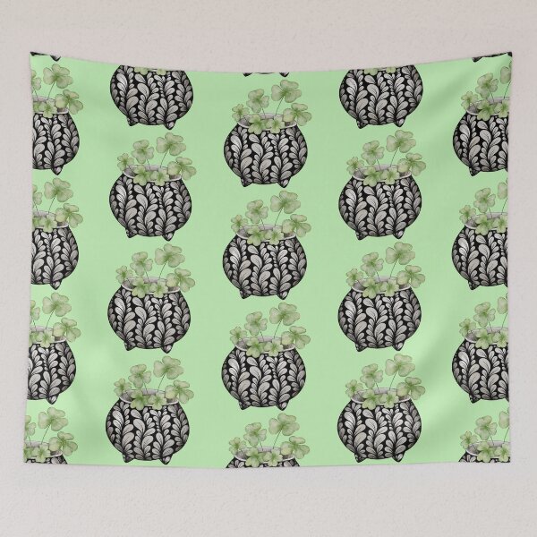 Item preview, Zen Flower Petal Art - Four Leaf Clover in a Cauldron  designed and sold by SpeakBoldly.