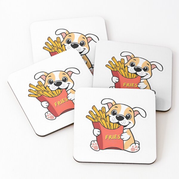 Item preview, a cute dog having fries | Love for junk food | Gobble Gala designed and sold by Kids GobbleGala.