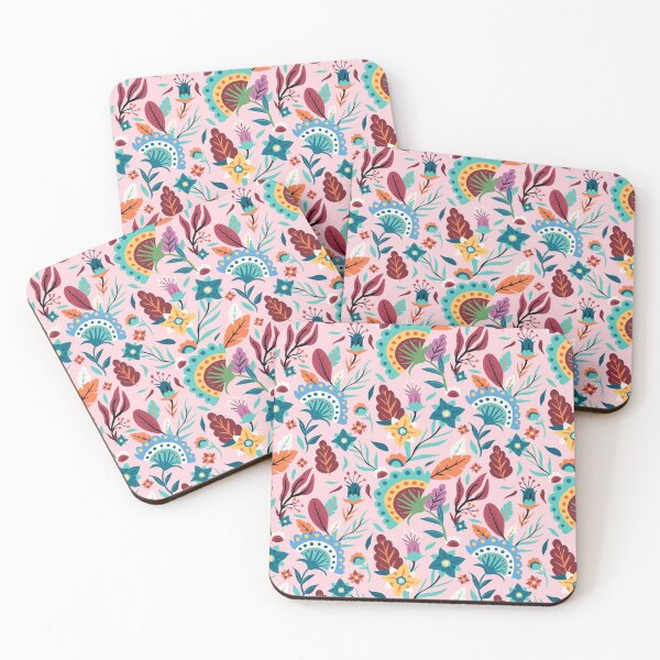 Item preview, colorful boho pattern with feathers, floral designed and sold by Mauswohn.