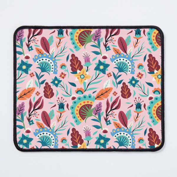 Item preview, colorful boho pattern with feathers, floral designed and sold by Mauswohn.