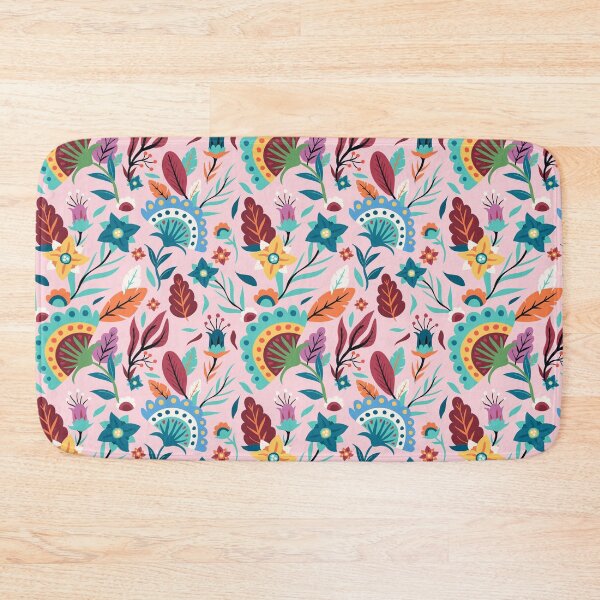 Item preview, colorful boho pattern with feathers, floral designed and sold by Mauswohn.