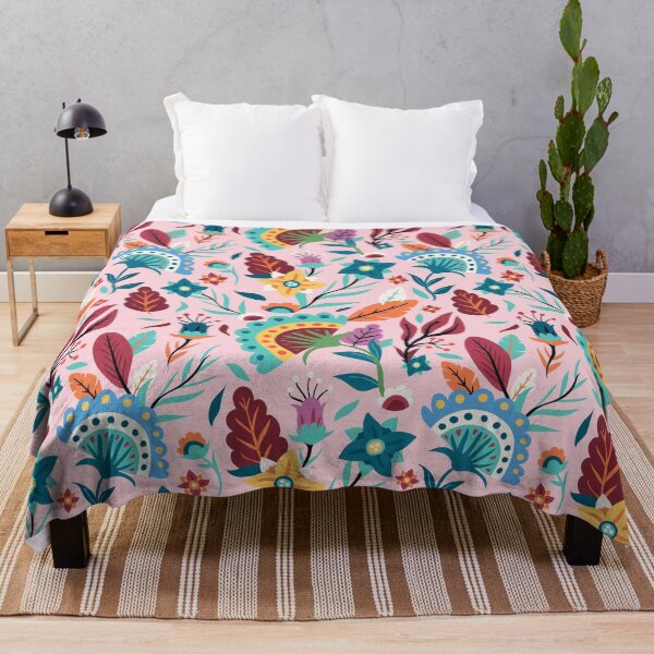 Item preview, colorful boho pattern with feathers, floral designed and sold by Mauswohn.