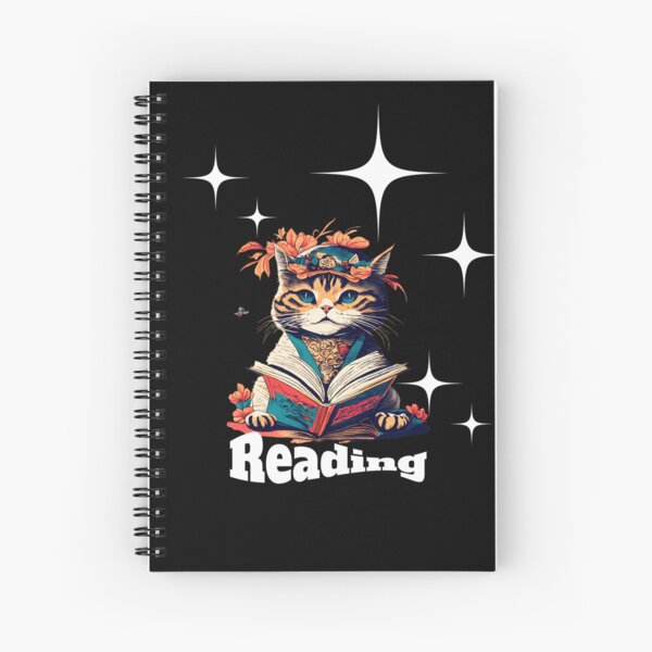 Item preview, cat reading book designed and sold by animal blue Design.