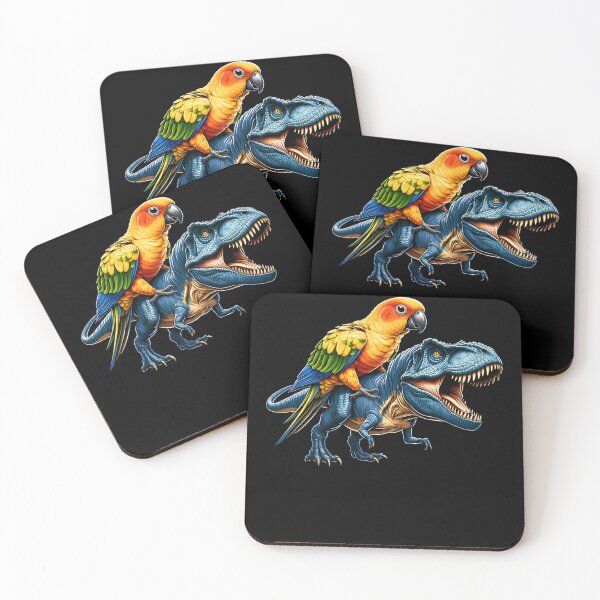 Item preview, Sun Conure Parrot Riding Dinosaur Funny Bird Lover designed and sold by Kimberley King Art  King Art.