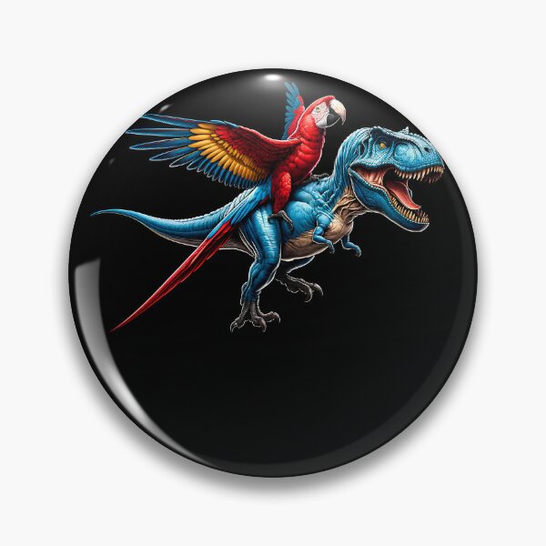 Item preview, Scarlet Macaw Parrot Riding Dinosaur Funny Bird Lover designed and sold by Kimberley King Art  King Art.
