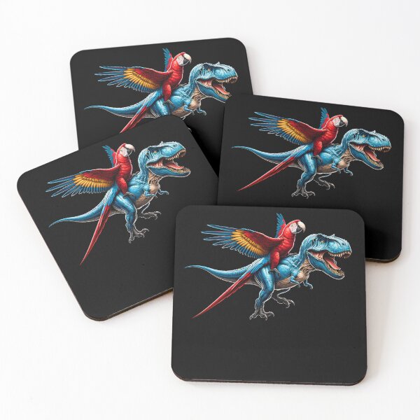 Item preview, Scarlet Macaw Parrot Riding Dinosaur Funny Bird Lover designed and sold by Kimberley King Art  King Art.