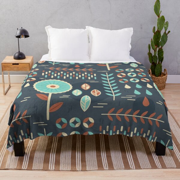 Item preview, Scandinavian pattern, abstract flowers, turquoise retro designed and sold by Mauswohn.