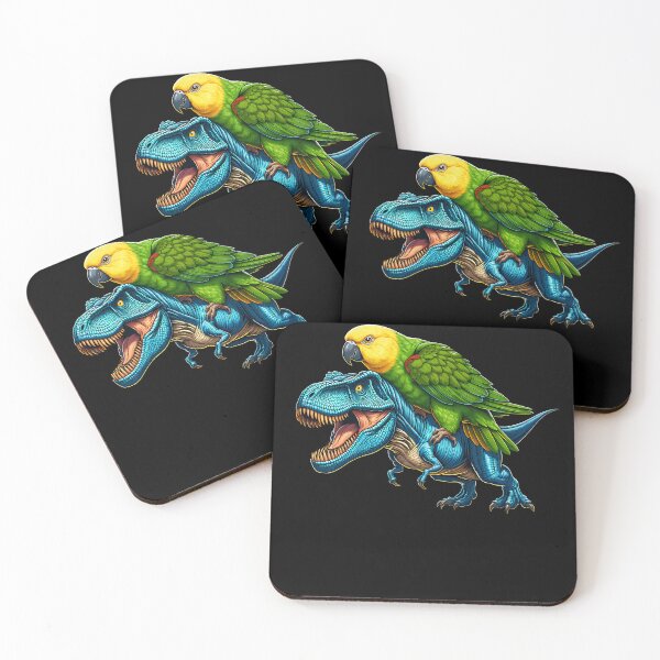 Item preview, Yellow Headed Parrot Riding Dinosaur Funny Bird Lover designed and sold by Kimberley King Art  King Art.