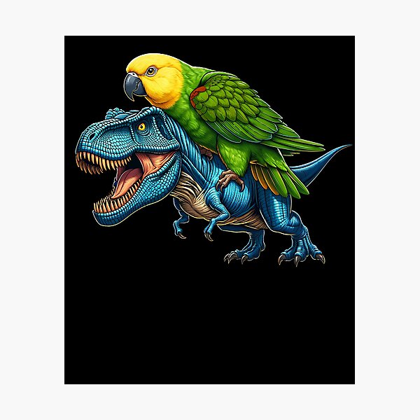 Item preview, Yellow Headed Parrot Riding Dinosaur Funny Bird Lover designed and sold by Kimberley King Art  King Art.