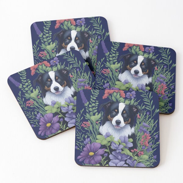Item preview, Collie Sheepdog with Purple Flowers designed and sold by ZanyPaintbrush.