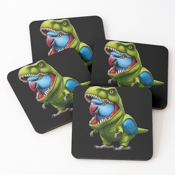 Item preview, Blue Indian Ringneck Parrot Wearing Dinosaur Outfit Funny Bird Lover designed and sold by Kimberley King Art  King Art.