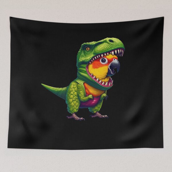 Item preview, Sun Conure Parrot Wearing Dinosaur Outfit Funny Bird Lover designed and sold by Kimberley King Art  King Art.
