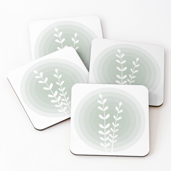 Item preview, Textured circle with botanical accents in sage green designed and sold by Pattern&Pixel.