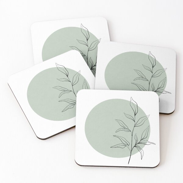 Item preview, Textured circle with botanical accents in sage green designed and sold by Pattern&Pixel.