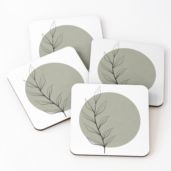 Item preview, Textured circle with botanical accents in sage green designed and sold by Pattern&Pixel.