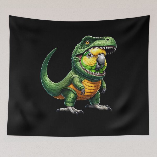 Item preview, Yellow Headed Parrot Wearing Dinosaur Outfit Funny Bird Lover designed and sold by Kimberley King Art  King Art.
