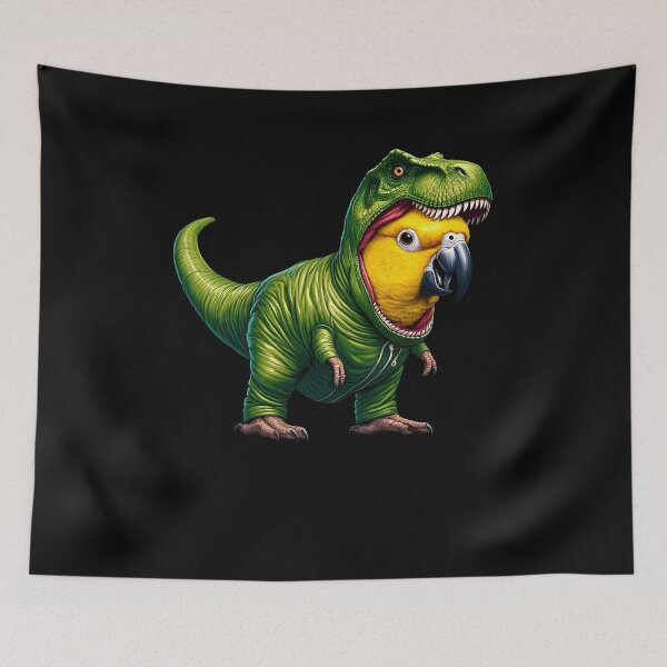 Item preview, Yellow Parrot Wearing Dinosaur Outfit Funny Bird Lover designed and sold by Kimberley King Art  King Art.