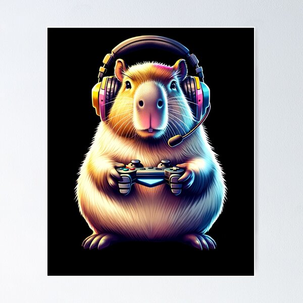 Artikel-Vorschau von Capybara spielt Videospiel Gaming Nerd, designt und verkauft von Kimberley King Art  King Art.