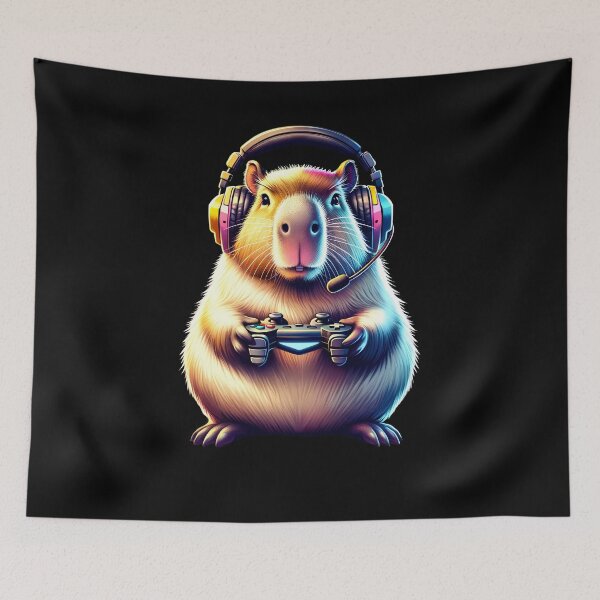 Item preview, Capybara Playing Video Game Gaming Nerd designed and sold by Kimberley King Art  King Art.
