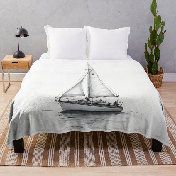 Item preview, Pencil Sketch Sailboat - Elegant Boat Drawing on the Sea designed and sold by tarzbol.