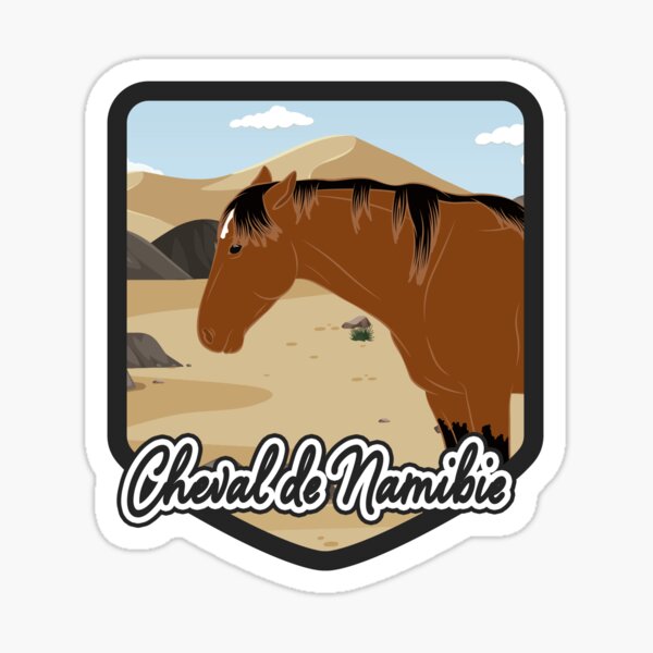 Aperçu de l'œuvre Cheval de Namibie, cheval sauvage, écusson cheval bai, races de chevaux de la Namibie créée et vendue par WebEquitation®.