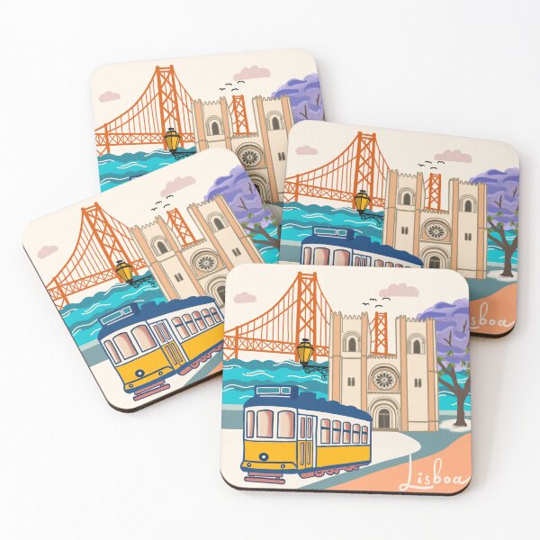 Item preview, Illustration Lisbon Cathedral, 25 de Abril Bridge and tram designed and sold by ClaudiaBrueggen.