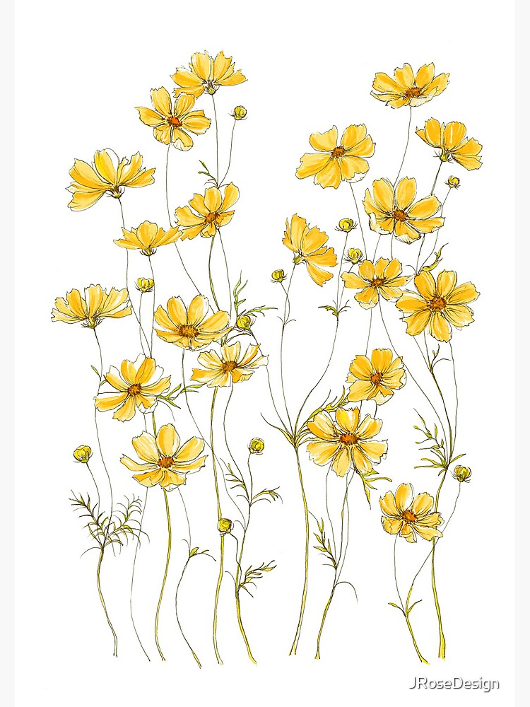 Thumbnail 3 of 3, Journal, Yellow Cosmos Flowers designed and sold by JRoseDesign.