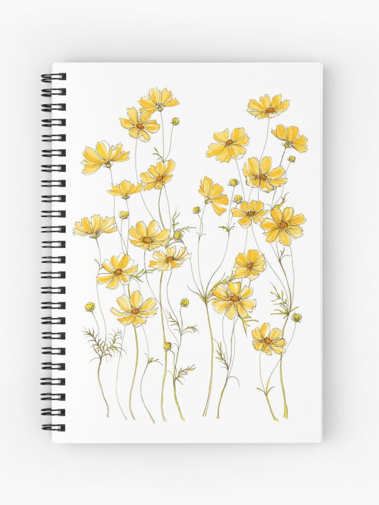 Thumbnail 1 of 3, Journal, Yellow Cosmos Flowers designed and sold by JRoseDesign.