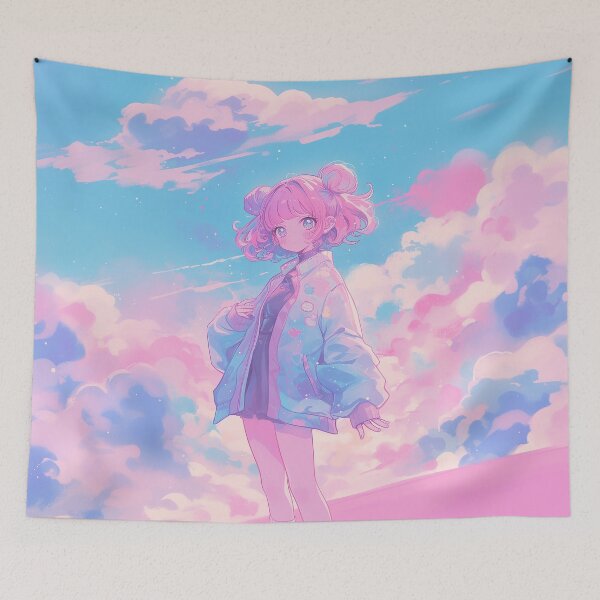 Item preview, Kawaii Pastel Aesthetic Anime Girl in Dreamy Sky designed and sold by Kawai Anime Shop.