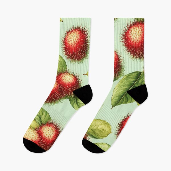 Item preview, Red rambutans on a soft green background is inspired by Thailand’s exotic tropical fruits designed and sold by Glam-OOTD.