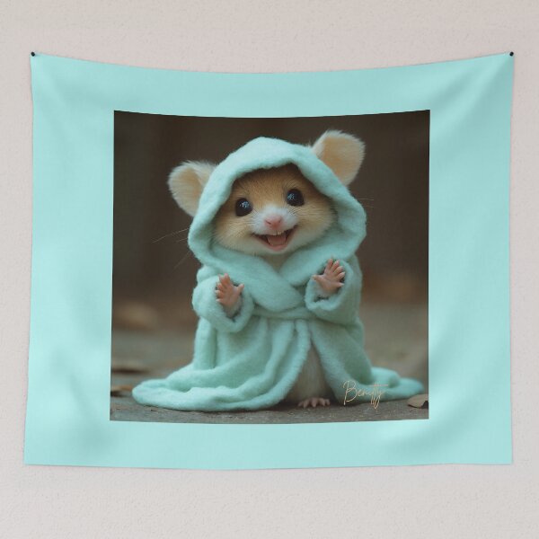 Item preview, Cute little hamster in a turquoise bathrobe designed and sold by Benitty.