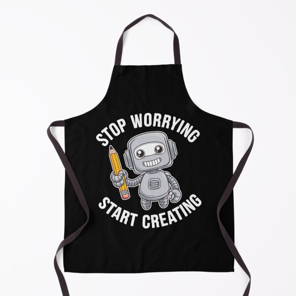 Item preview, Cute Robot Art with Motivational Creative Quote Stop Worrying Start Creating designed and sold by w1ckerman.