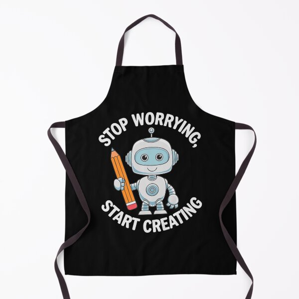 Item preview, Cute Robot Art with Motivational Creative Quote Stop Worrying Start Creating designed and sold by w1ckerman.
