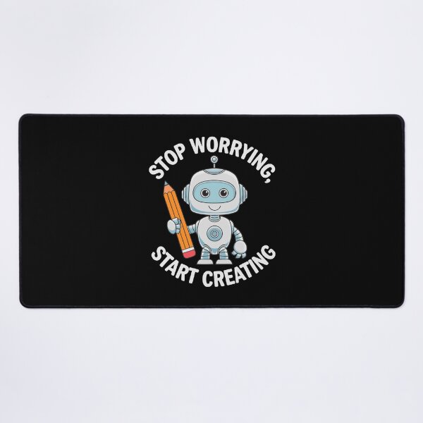 Item preview, Cute Robot Art with Motivational Creative Quote Stop Worrying Start Creating designed and sold by w1ckerman.
