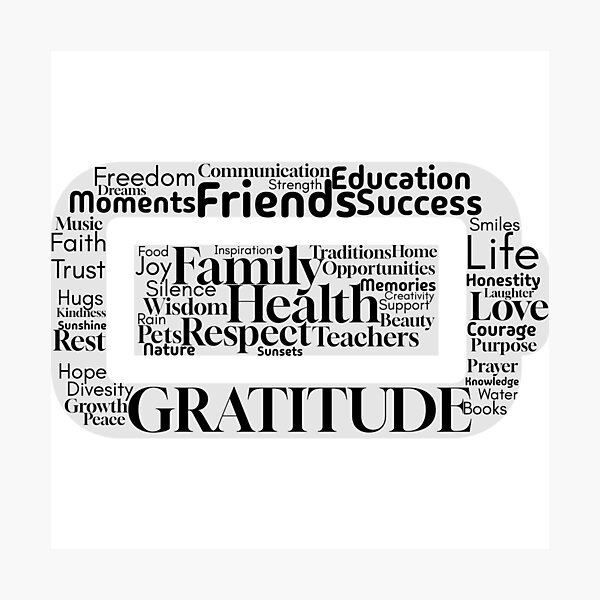 Item preview, Minimalist Gratitude Calligraphy – Inspirational Word Art designed and sold by diaza.