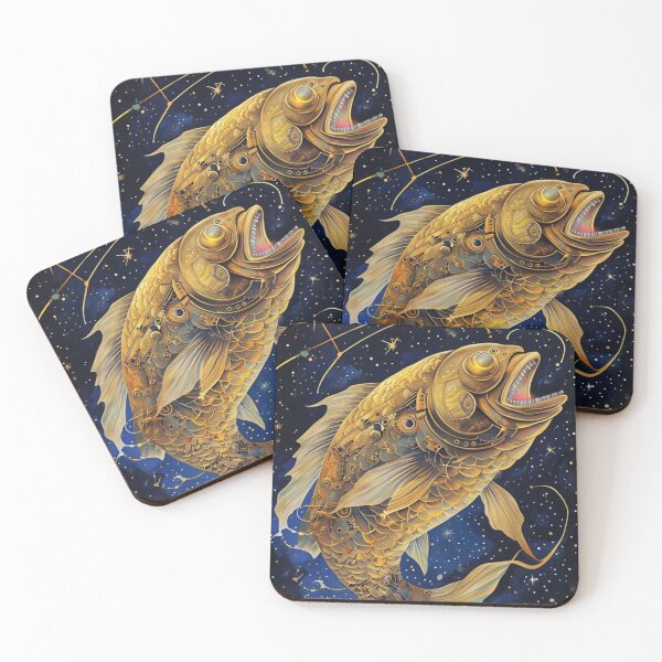 Item preview, Surreal Golden Fish Swimming Through Cosmic Starry Space designed and sold by MaciejCraft.