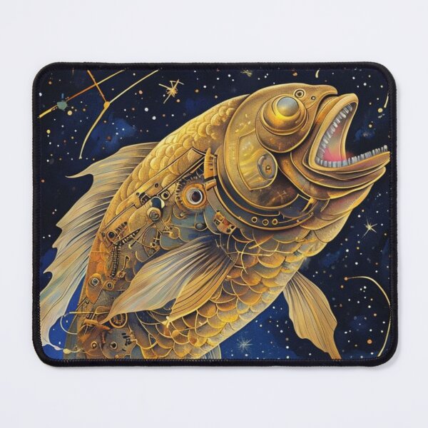 Item preview, Surreal Golden Fish Swimming Through Cosmic Starry Space designed and sold by MaciejCraft.