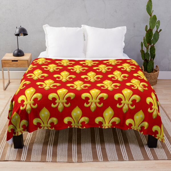 Item preview, Pattern of yellow Fleur de Lys against a red background designed and sold by lathspell.