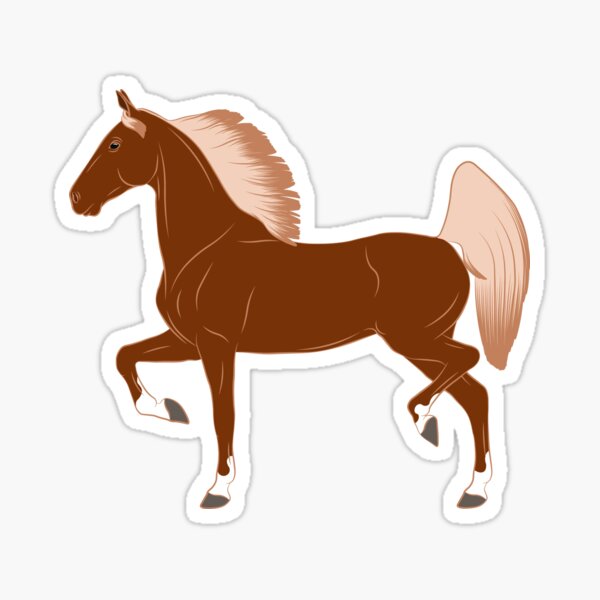 Aperçu de l'œuvre Cheval de Selle Américain, cheval d'allure, cheval alezan aux crins lavés, races de chevaux des États Unis créée et vendue par WebEquitation®.