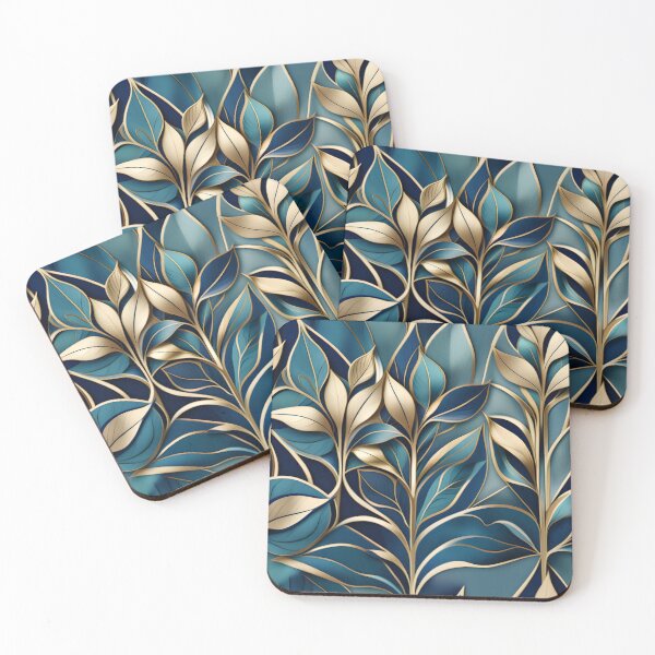 Item preview, Regal Teal & Gold Foliage | Elegant Botanical Pattern designed and sold by Juliette Ozkalfayan.