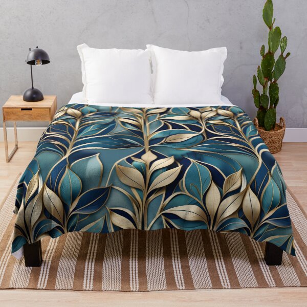 Item preview, Regal Teal & Gold Foliage | Elegant Botanical Pattern designed and sold by Juliette Ozkalfayan.