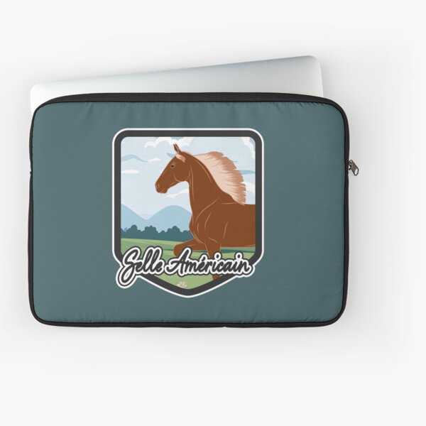 Aperçu de l'œuvre Cheval de Selle Américain, cheval d'allure, écusson cheval alezan aux crins lavés, races de chevaux des États Unis créée et vendue par WebEquitation®.