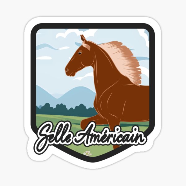 Aperçu de l'œuvre Cheval de Selle Américain, cheval d'allure, écusson cheval alezan aux crins lavés, races de chevaux des États Unis créée et vendue par WebEquitation®.