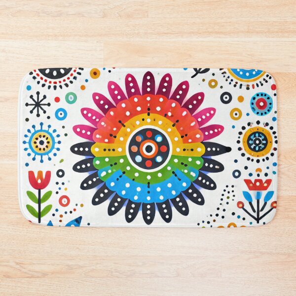 Item preview, Scandinavian Folk Art Rainbow Flower – Bright and Colourful by heidiannemorris designed and sold by FOLK ART FUSION by heidiannemorris.