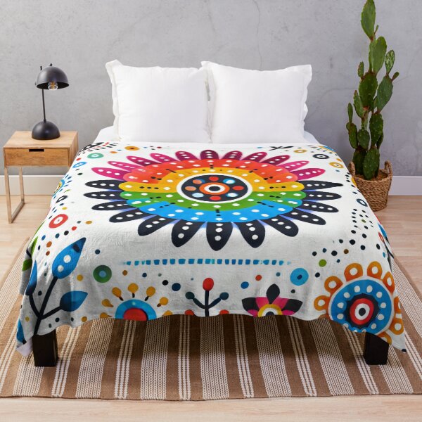 Item preview, Scandinavian Folk Art Rainbow Flower – Bright and Colourful by heidiannemorris designed and sold by FOLK ART FUSION by heidiannemorris.