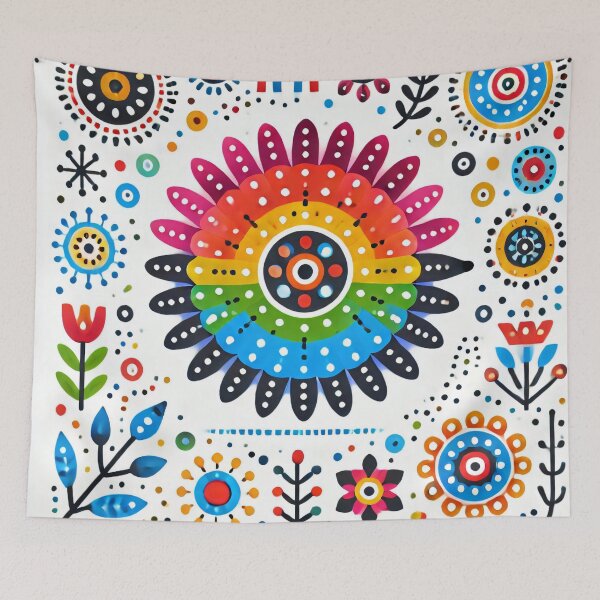Item preview, Scandinavian Folk Art Rainbow Flower – Bright and Colourful by heidiannemorris designed and sold by FOLK ART FUSION by heidiannemorris.