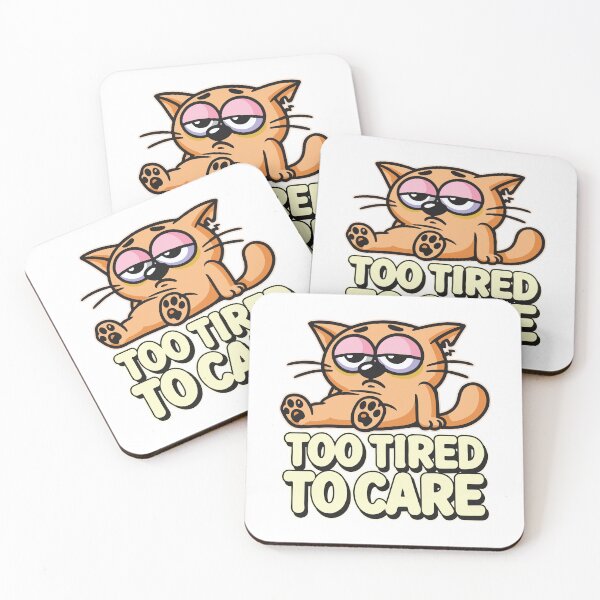 Item preview, Adorable Tired Cartoon Cat Illustration with Humorous Text Depicting Exhaustion designed and sold by portokalis.