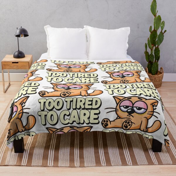 Item preview, Adorable Tired Cartoon Cat Illustration with Humorous Text Depicting Exhaustion designed and sold by portokalis.